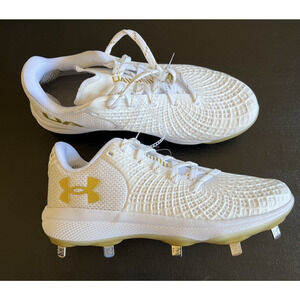 Under Armour UA Glyde 2 MT Women's 7 White Metal Softball Cleats 3026601 NEW